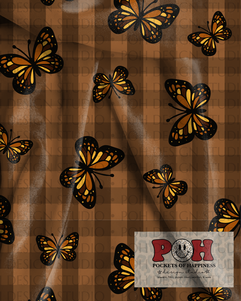 Fall Butterfly Gingham Seamless