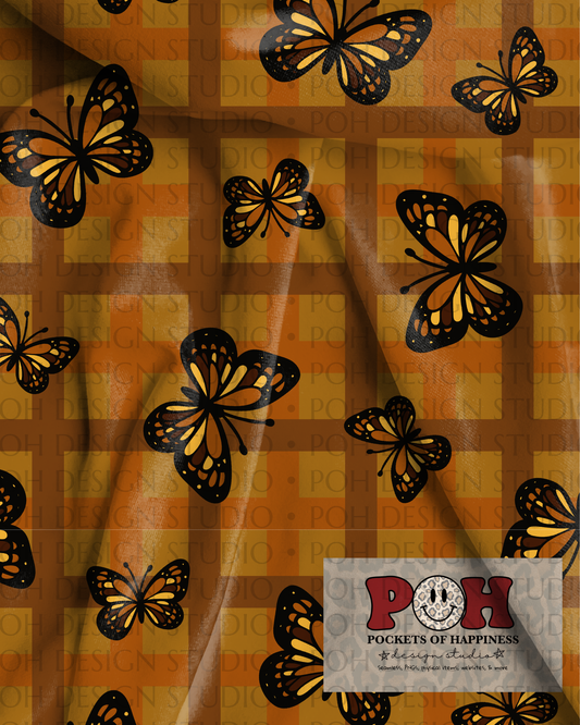 Fall Butterfly Plaid Seamless